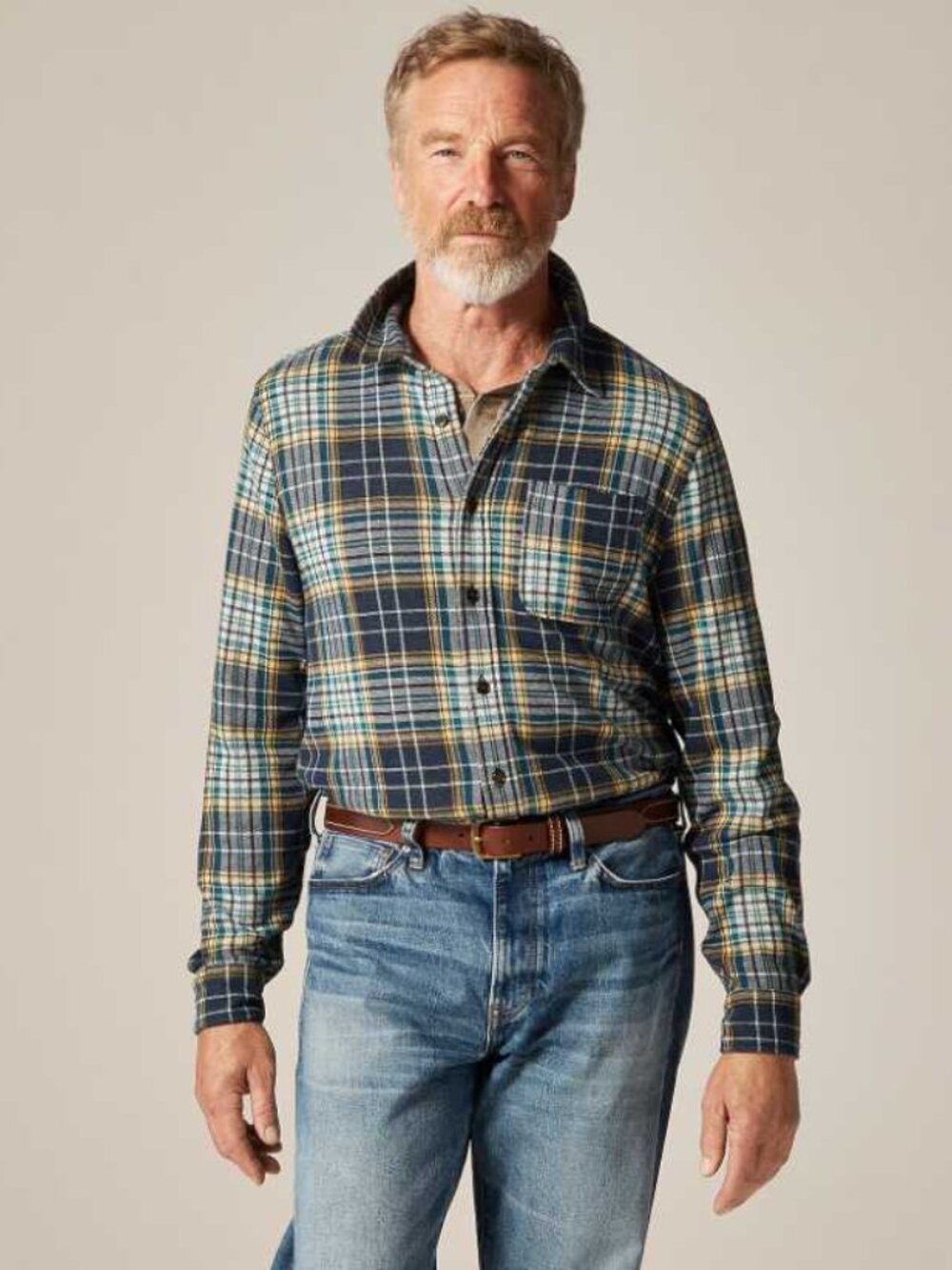 New XL J.Crew lightweight Seaboard soft knit plaid button-up shirt in John Navy